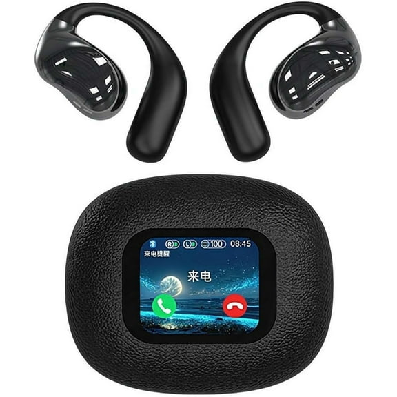 Intelligent Touch Screen Open Bluetooth Earphones, True Wireless Open Ear Earbuds Bluetooth 5.4, IPX5 Waterproof Wireless Open Ear Bluetooth Earbuds for Workout/Running