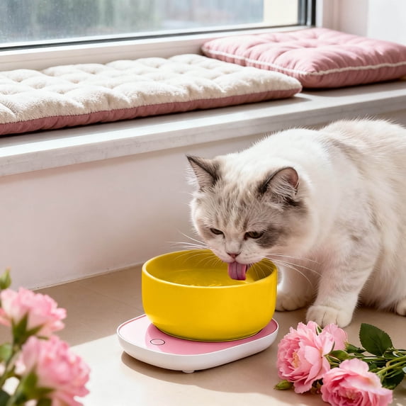Intelligent USB Powered Thermal Cat Food Bowl Heater Insulated Temperature Control Feeding Tray For Indoor Pet Care Convenience