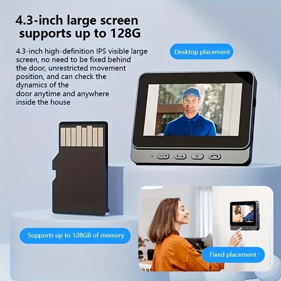 Intelligent Video Doorbell - 4.3-Inch 1080P HD Display Video Intercom with 170° Field of View, Night Vision & Two-Way Audio for Home Security, No Subscription, App or WiFi Needed