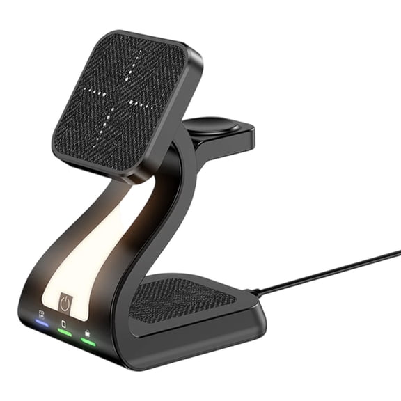 Intelligent Wireless Charging Adapter Suitable for Phone Watch Earphone 15W Fast Chargings with Night Light