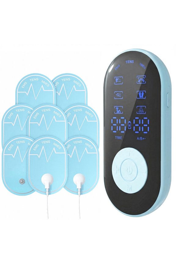 3-in-1 TENS Unit Muscle Stimulator, EMS Massage Machine with 30 Intensities, 6 Modes Rechargeable Electronic Pulse Massager with 8pcs Premium Electrode Pads