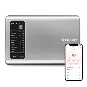Intelligent food kitchen scale with a nutrition calculator, accompanied by a free application