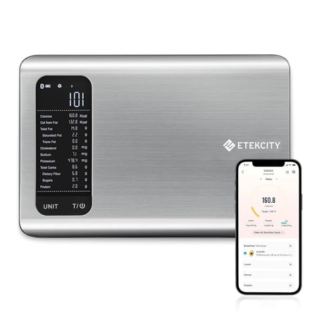 Intelligent food kitchen scale with a nutrition calculator, accompanied by a free application
