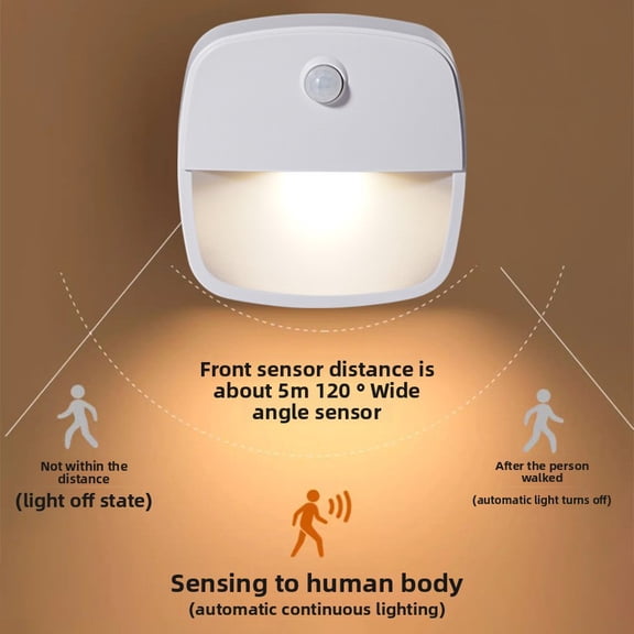 Intelligent human body induction night light, 6 pcs, night light, anti-glare, sensing distance of 5 meters