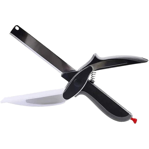 Intelligent kitchen shredder with cutting board, intelligent multifunctional stainless steel scissors, vegetable and fruit cutters, which can quickly and easily cut barbecue utensils
