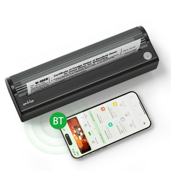 Intelligent portable printer,A4 Thermal Paper Printer Mobile 210mm Mobile Compatible With Thermal Printer Mobile Printer Portable Printer Thermal 304dpi Printer Usb Bt Support Laptop Black