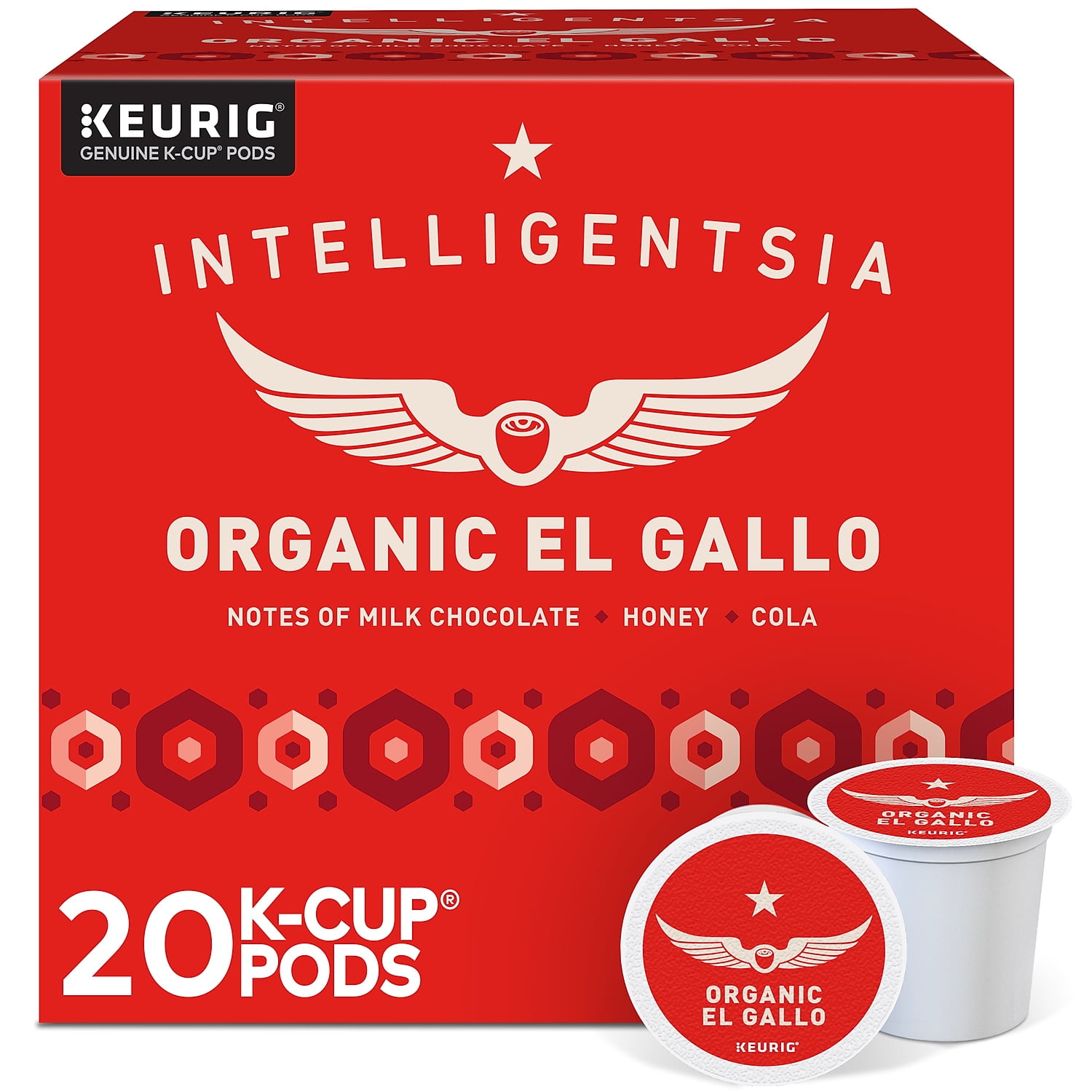 El Gallo Organic Coffee K-Cups, Light Roast, 20/Box