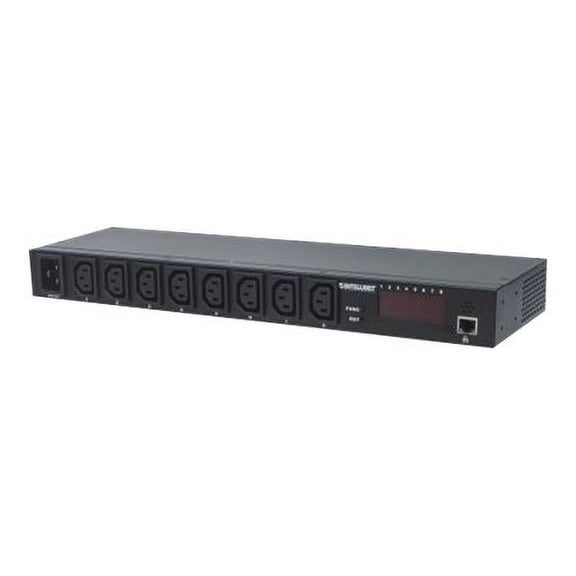 Intellinet 19" Intelligent 8-Port PDU 19" Rackmountable C13 Intelligent Power Distribution Unit; Monitors Power Temperature and Humidity WITH TBC 2 PIN EURO POWER CORD
