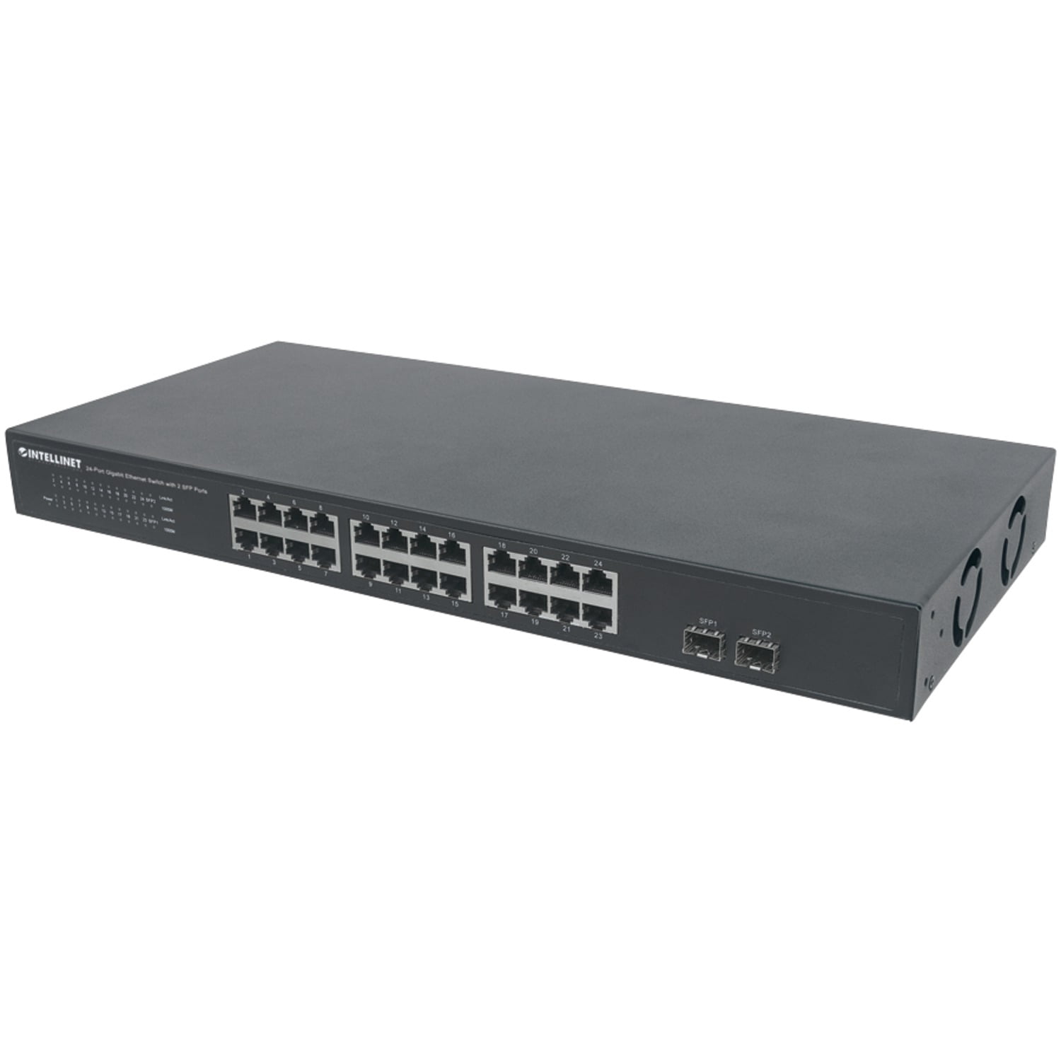 Tripp Lite 24-Port 10/100/1000 Mbps 1U Rack-Mount/Desktop Gigabit Ethernet  Unmanaged Switch, 2 Gigabit SFP Ports, Metal - NG24 - Modular Switches 