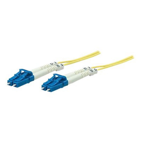 Intellinet 3ft Fiber Optic LC/LC OS2 9/125 Single-Mode Duplex Cable, Yellow