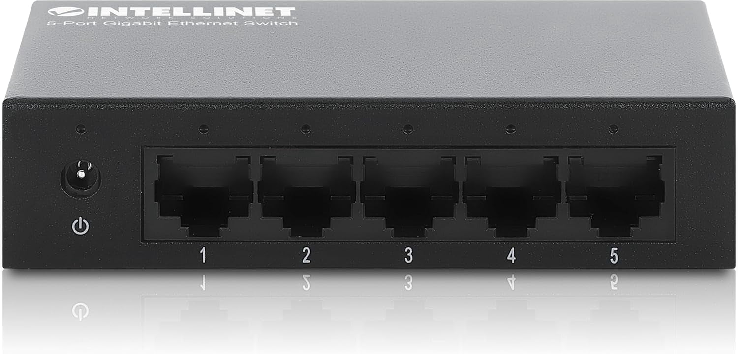 Intellinet 5-Port Gigabit Ethernet Network Switch, Ethernet Splitter - Unmanaged | Plug & Play | Auto Traffic Optimization | Fanless Metal Housing - for Computer Networking Hub, Desktop – 530378