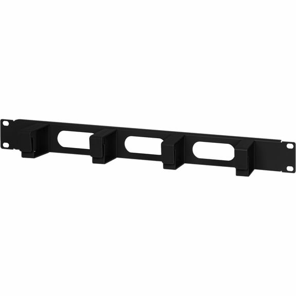19" Cable Management Panel, 1U, 4 short plastic rings, Black