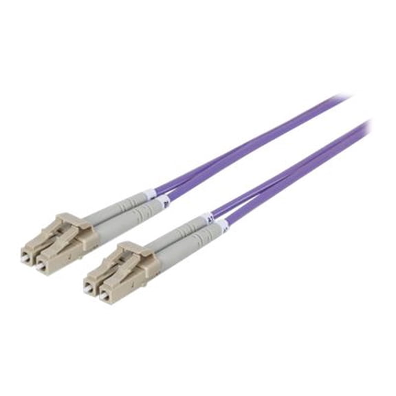 Intellinet Fiber Optic Patch Cable, OM4, LC/LC, 2m, Violet, Duplex, Multimode, 50/125 ��m, LSZH, Fibre, Lifetime Warranty, Polybag - Patch cable - LC multi-mode (M) to LC multi-mode (M) - 2 m - fiber optic - duplex - 50 / 125 micron - OM4 - halogen-free - violet