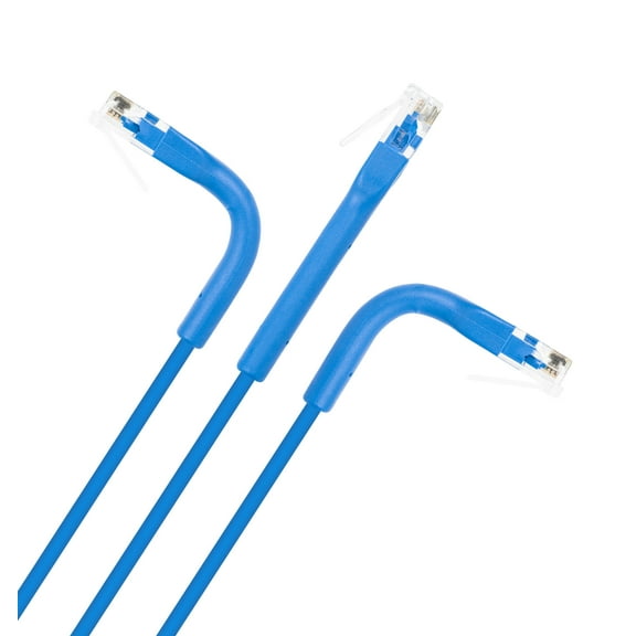 Intellinet Cat6 UTP FlexiBoot Slim Network Patch Cable, 3 ft., Blue, 10-Pack | 10G, 250 MHz, 100% Copper, 32 AWG, RJ45, Highly Bendable, Gold-plated Contacts