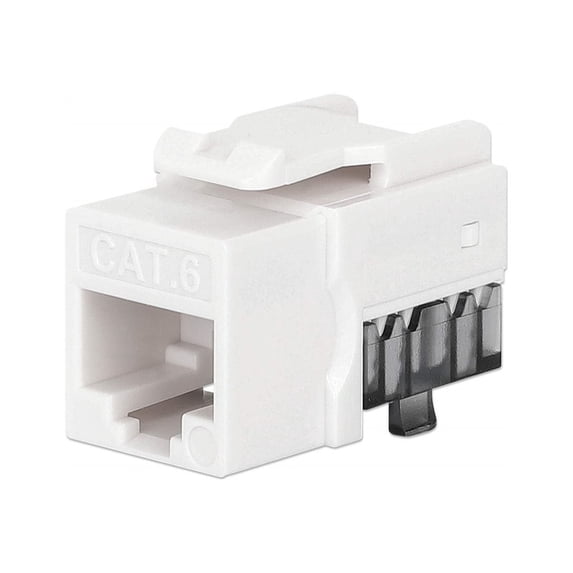 CAT6 SLIM KEYSTONE JACK WITH PUNCH-DOWN STAND, WHITE, 25-PACK
