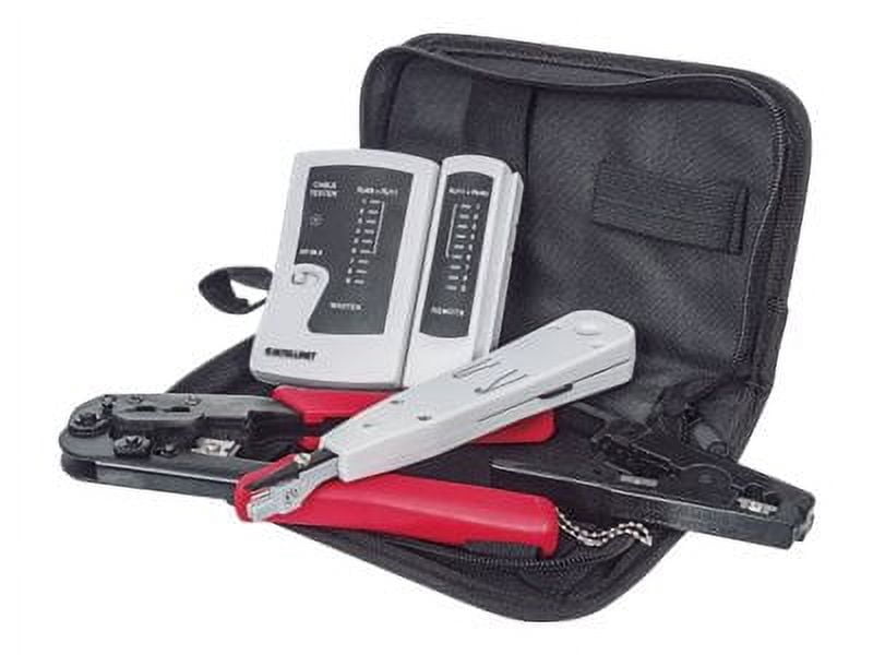 Intellinet Network Solutions 4-Piece Network Tool Kit Composed of LAN Tester, LSA Punch Down Tool, Crimping Tool and Cutter/Stripper Tool