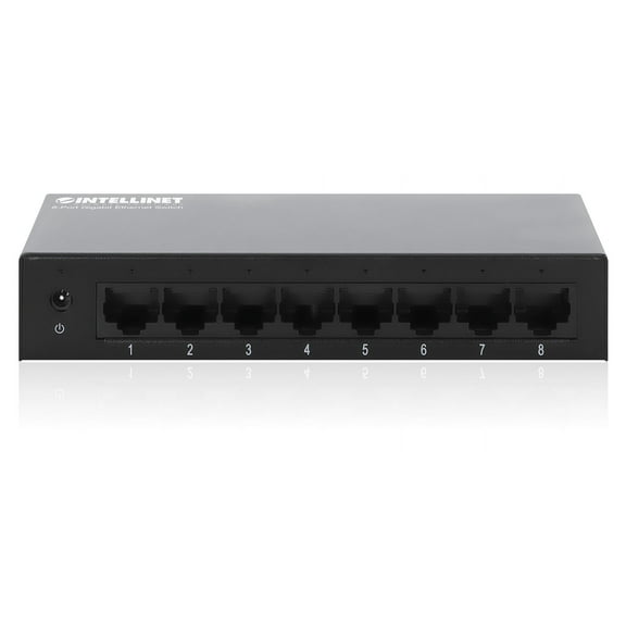 Intellinet 8-Port Gigabit Desktop Ethernet Switch | Fanless, IEEE 802.3az (Energy Efficient Ethernet) | NDAA-compliant | Metal Housing