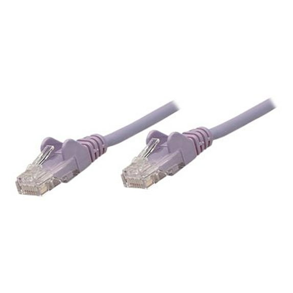Intellinet Network Patch Cable, Cat5e, 7.5m, Purple, CCA, U/UTP, PVC, RJ45, Gold Plated Contacts, Snagless, Booted, Lifetime Warranty, Polybag - Patch cable - RJ-45 (M) to RJ-45 (M) - 7.5 m - UTP - booted, snagless - purple