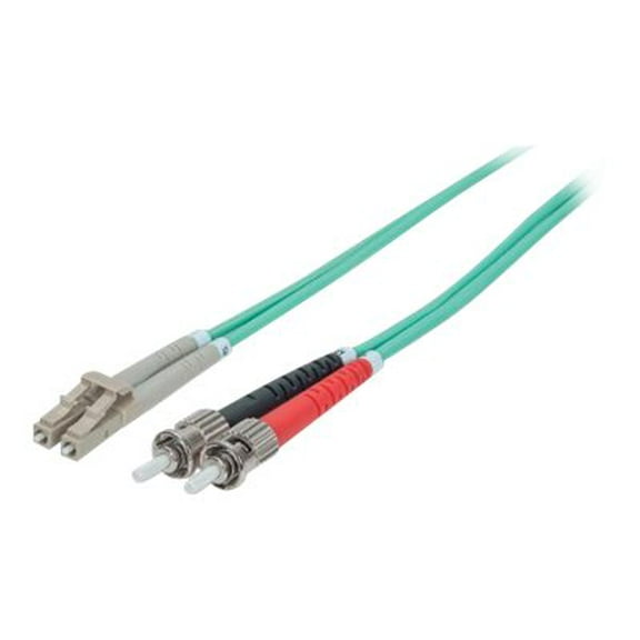 Intellinet Network Solutions Fiber Optic Patch Cable ST/LC OM3 50/125 Multimode Duplex Aqua 3 ft 1 m
