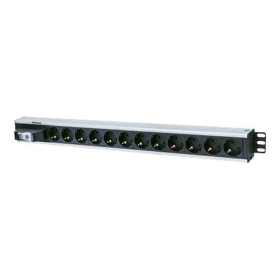 Vertical 12-way PDU EU, With Single Air Switch, No Surge Protection, Power Distribution Unit, EU CEE 7/3 Outlets, 1.6m power cord, output, rackmount