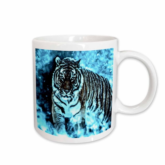 3drose, Intense Bengal Tiger with Image of Light Infused Painting in Snow, 15oz Mug