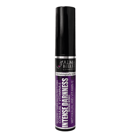 Alma Belleza Intense Darkness Mascara with Kajal & Vitamin E – Volumizing & Lengthening Black Mascara, Bold Lash Definition, Buildable Formula, 0.45 oz