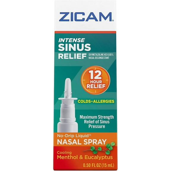 Intense Sinus Relief No-Drip Liquid Nasal Spray With Cooling Menthol & Eucalyptus, 0.5 Ounce (Pack Of 1)