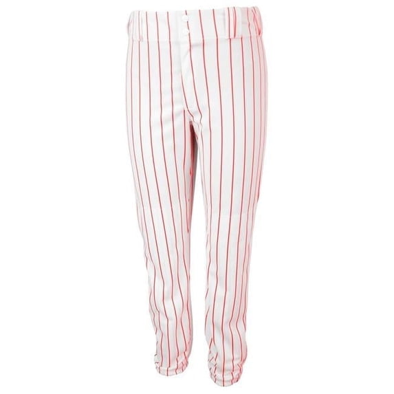 Intensity N4700134LRG Adult Nylon Double Knit Base Ball Pant, White & Scarlet - Large