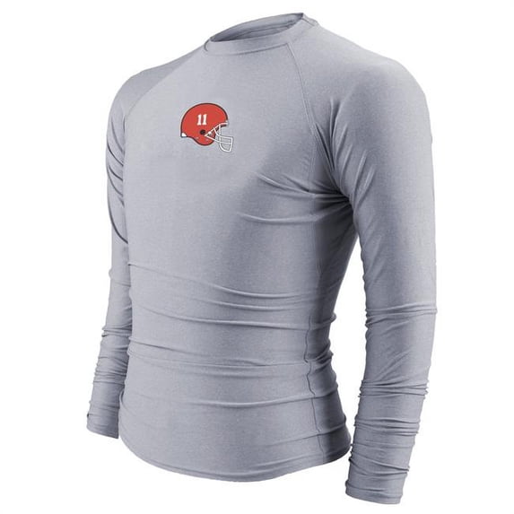Intensity N68310352XL Long Sleeve Tight Tee Shirt for Men, Silver - 2XL