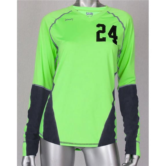 Intensity N8032W3ASMED Womens Glide Train Long Sleeve Volleyball Jersey, Lime & Black - Medium