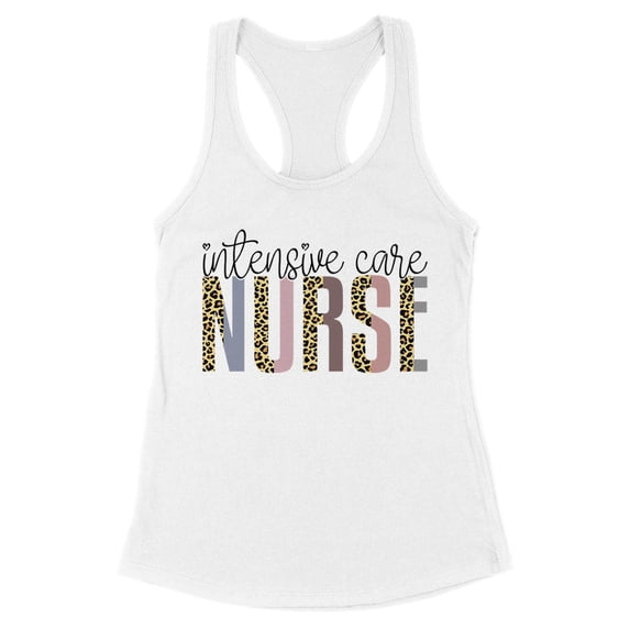 Intensive Care Nurse Tank Top Fitted Racerback Women's Large White