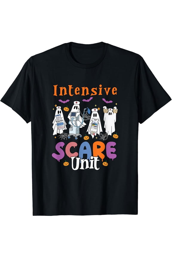 Intensive Scare Unit Icu Boo Crew Funny Nicu Picu Nurse Tech T-Shirt