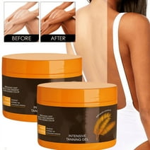 Intensive Tanning Gel, Natural Tanning Accelerator Lotion with Sponge Puff, Brown Tanning Gel, Tanning Accelerator Cream, Brown Intensive Tanning Gel Achieve a Natural Tan Skin Color(2PCS)