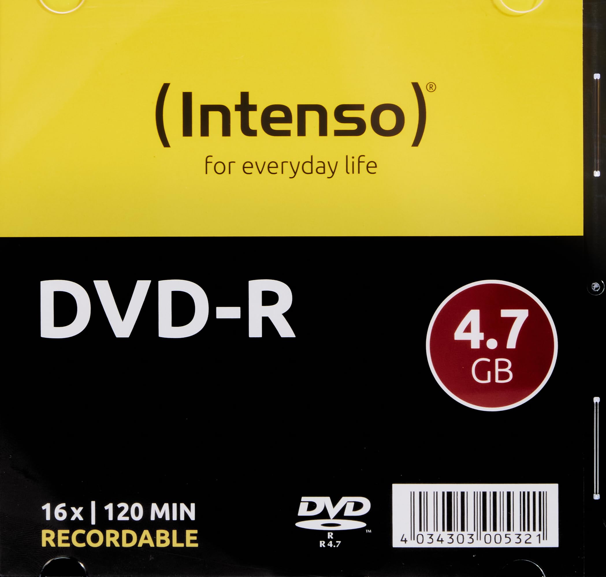 Intenso DVD-R 4.7 GB 16X Speed Single Layer Recordable DVD Media Slim Jewel Case (Pack of (DVD)