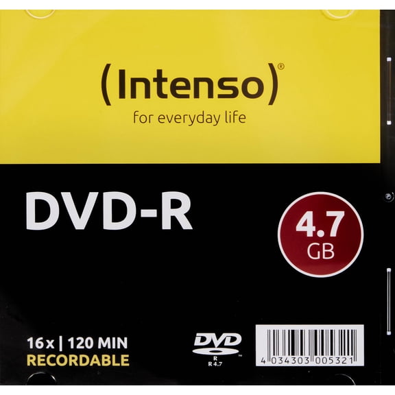 Intenso DVD-R 4.7 GB 16X Speed Single Layer Recordable DVD Media Slim Jewel Case (Pack of (DVD)