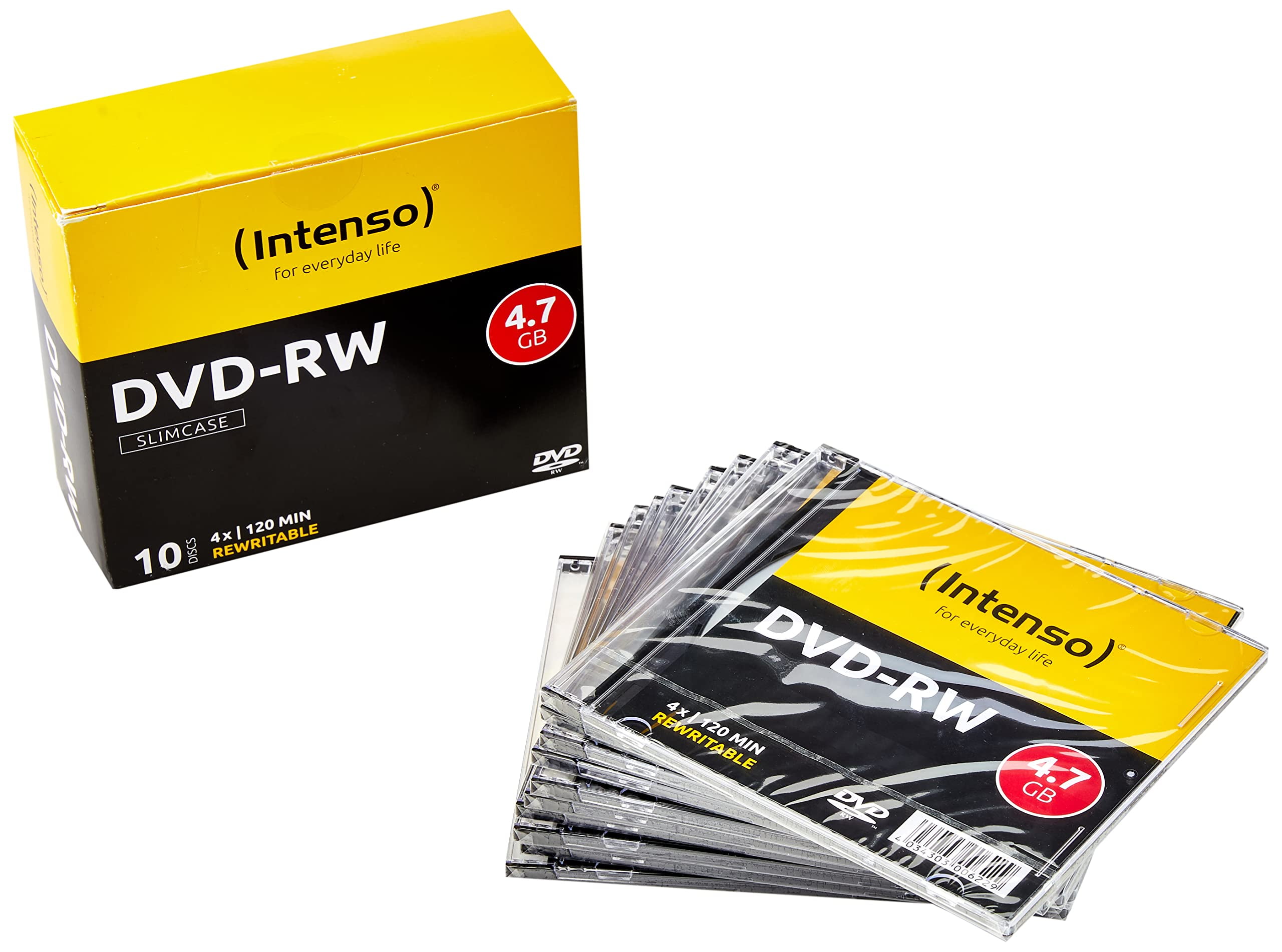 Intenso DVD-RW 4.7GB Rewritable 4x Speed Slim Case Pack of 10 10er Slim Case (DVD)