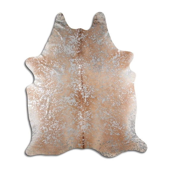 Intention cowhide rugs for sale SILVER METALLIC ON BEIGE rug