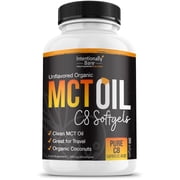Intentionally Bare Organic Pure C8 MCT Oil Capsules- Great for Travel & Appetite Suppression- 1000mg