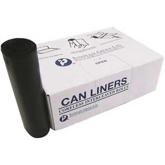 Inteplast Group  38 x 58 in. 1.50 mm Low Density Can Liner, Black - 20 per Roll, Roll of 5