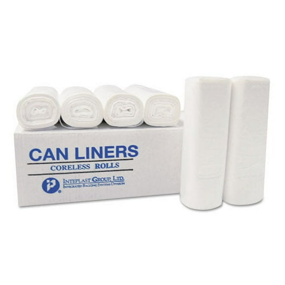 Inteplast HDPE Can Liners, 6 Microns, 20" x 22", Natural, Pack Of 2,000 Liners