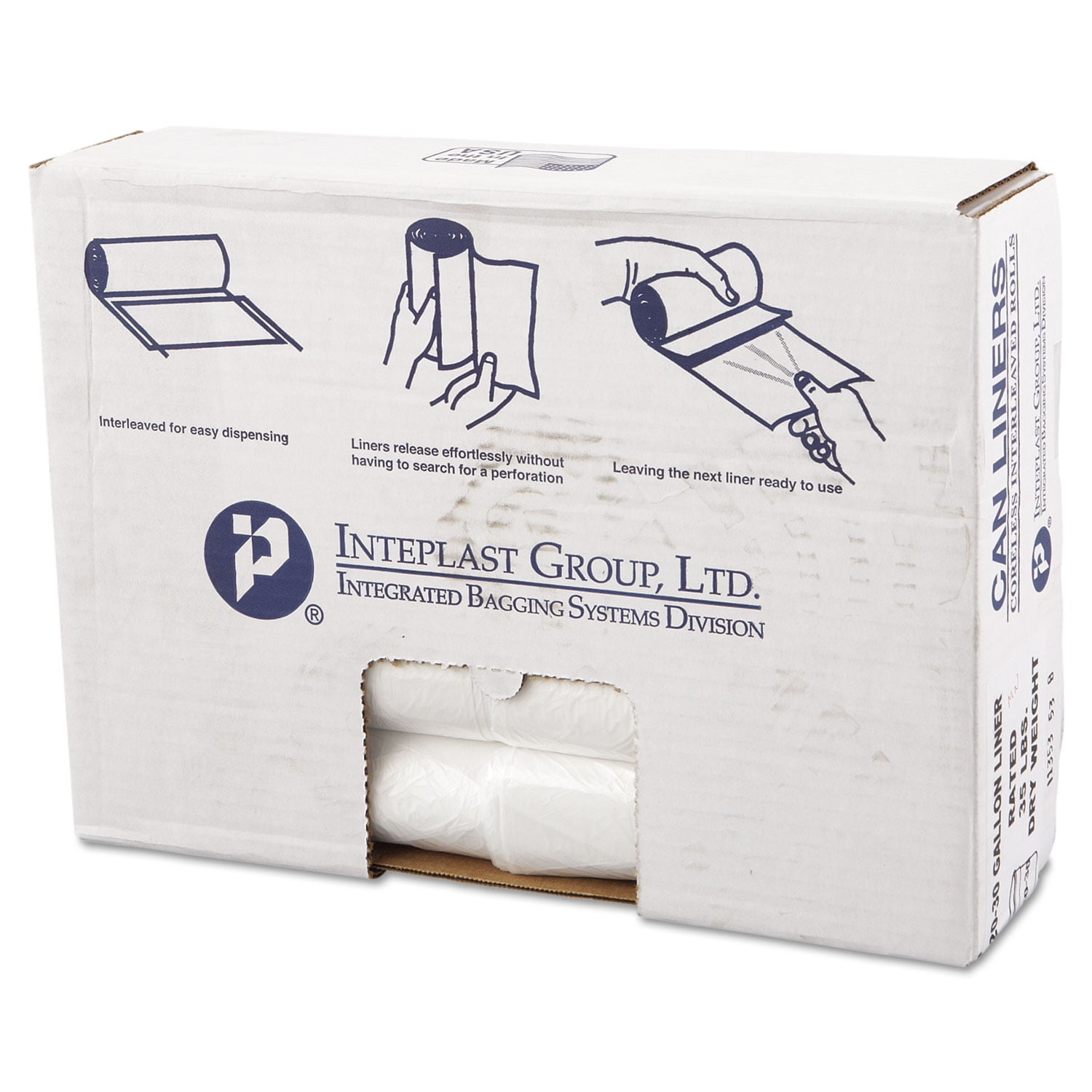 Inteplast Group High-density Commercial Can Liners Value Pack, 30 Gal, 11 Microns, 30" X 36", Clear, 500/carton
