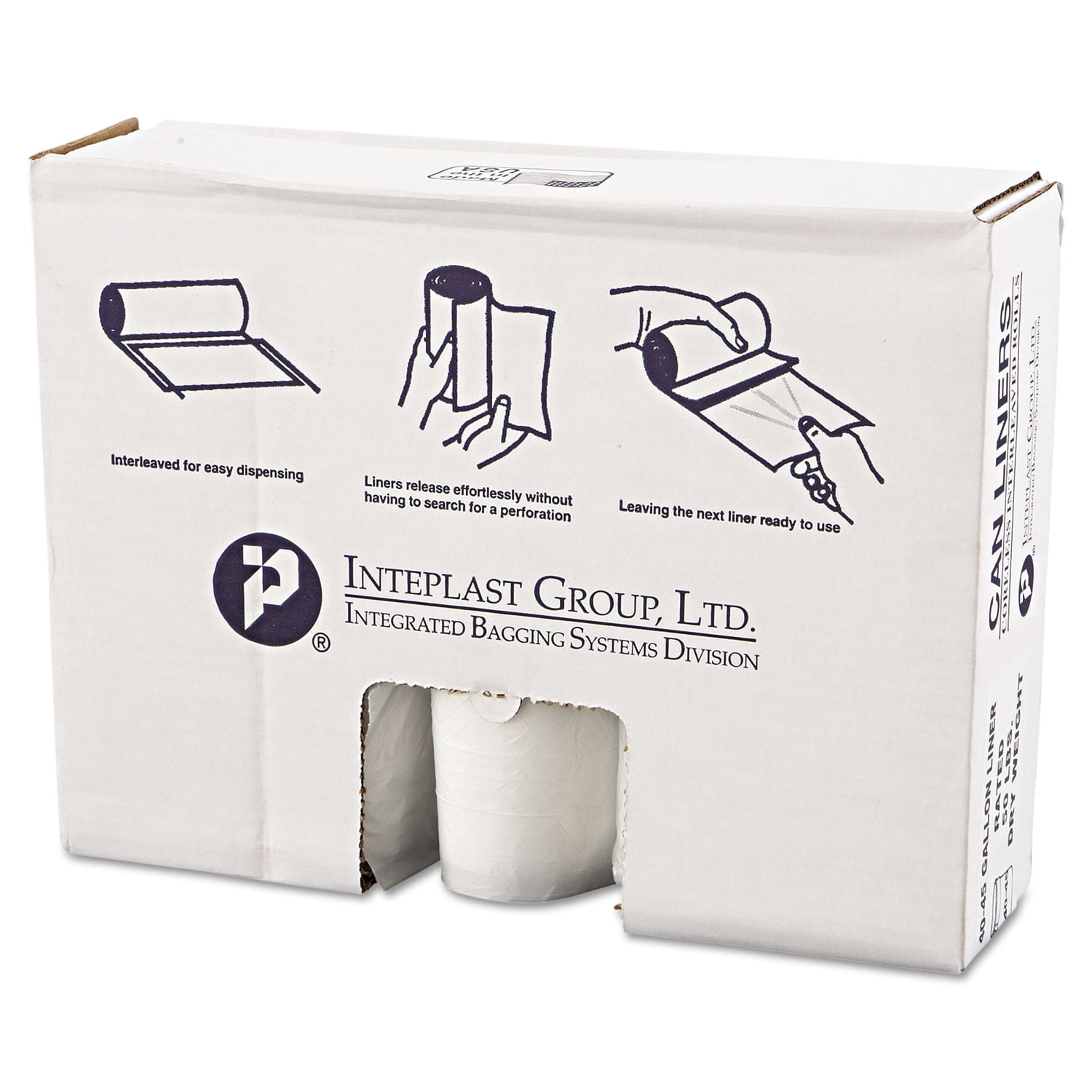 Inteplast Group High-density Commercial Can Liners Value Pack, 45 Gal, 12 Microns, 40" X 46", Clear, 250/carton