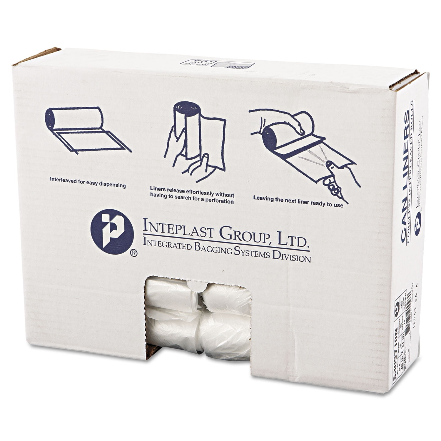 Inteplast Group High-density Interleaved Commercial Can Liners, 30 Gal, 10 Microns, 30" X 37", Clear, 500/carton