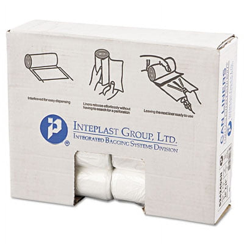 Inteplast Heavy-Duty Clear Trash Bags - 24x24, 8 Mic, 10 Gallon Can Liners, 50 Per Roll, 20 Rolls Per Case