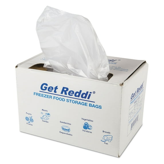 Inteplast Group PBR37-HD Get Reddi 27 in. x 37 in. Freezer Food Storage Bags for Full-Size Bun Pans Includes Twist-Ties - Natural (200/Carton)