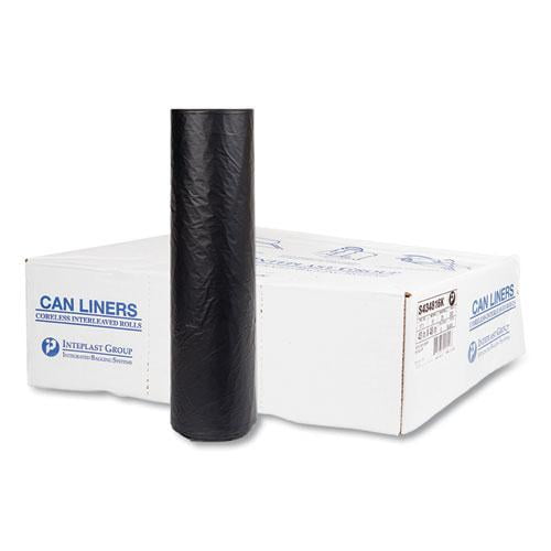 Inteplast High-Density Commercial Can Liners, 56 gal, 16 mic, 43" x 48", Black, Interleaved Roll, 25 Bags/Roll, 8 Rolls/Carton