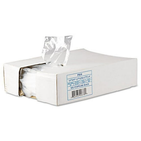 Inteplast Group Silverware Bags, 0.7 mil, 3.5" x 1.5", Clear, 2,000/Carton (PB10)