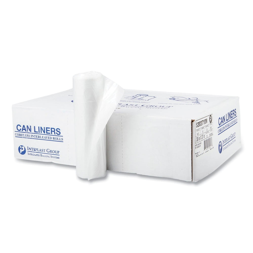 Inteplast Group High-Density Can Liner 30 Gallon Clear Garbage Bags, 25 Bags/Roll, 20 Rolls/Carton