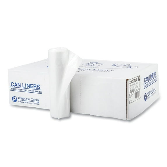 Inteplast Group High-Density Can Liner 30 Gallon Clear Garbage Bags, 25 Bags/Roll, 20 Rolls/Carton