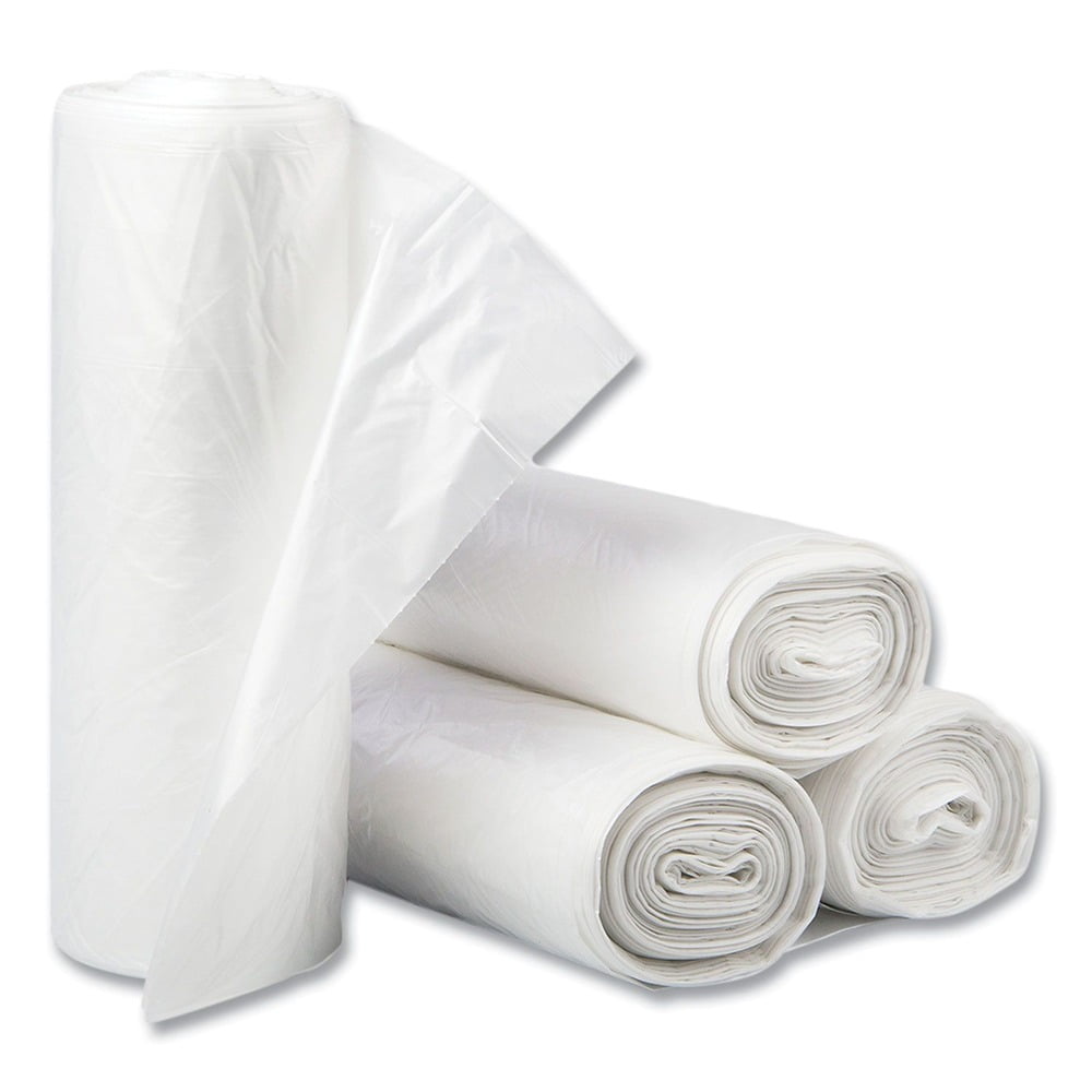 Inteplast High-Density Interleaved 60-Gallon Clear Garbage Bags, 25 Bags, 8 Pack
